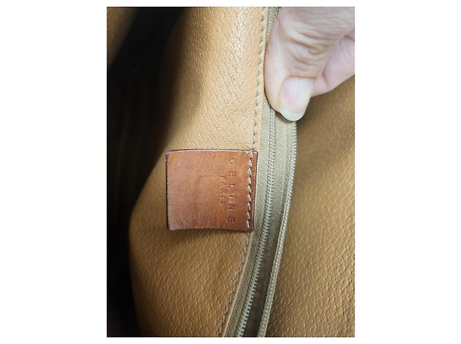 Céline Borsa tote Celine in tela rivestita marrone e pelle marrone - vista 13