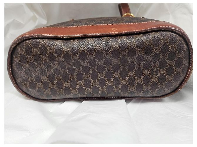 Céline Borsa tote Celine in tela rivestita marrone e pelle marrone - vista 17