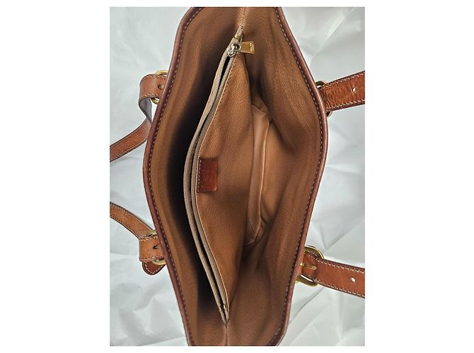 Céline Borsa tote Celine in tela rivestita marrone e pelle marrone - vista 9