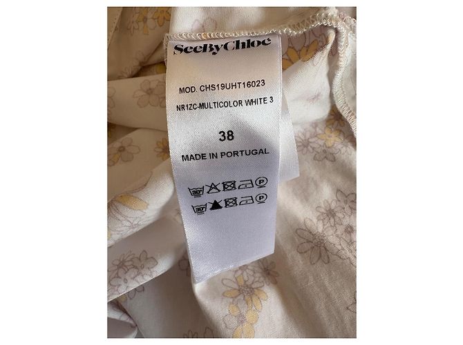 See By Chloé ärmellose Blumenbluse Braun Pink Weiß Gelb - Ansicht 11