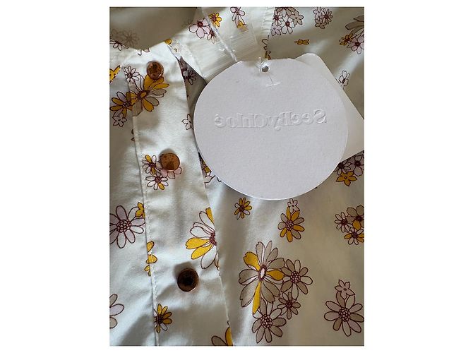 See By Chloé ärmellose Blumenbluse Braun Pink Weiß Gelb - Ansicht 5