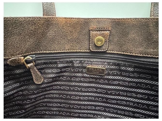 Prada Tasche aus bedrucktem Nylon Braun - Ansicht 11