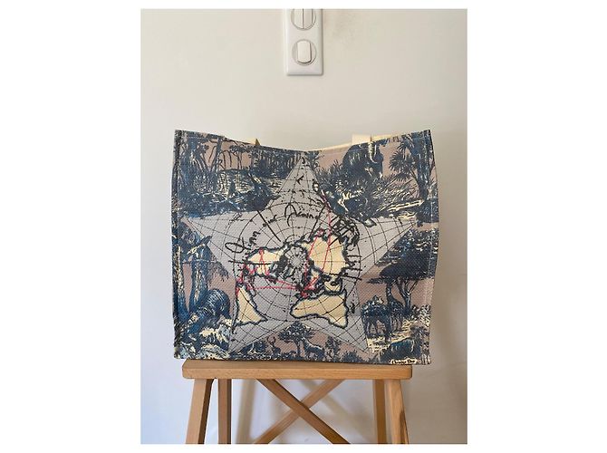 Christian Dior Beauté Borsa Tote Toile de Jouy Marrone Blu Multicolore Beige - vista 2