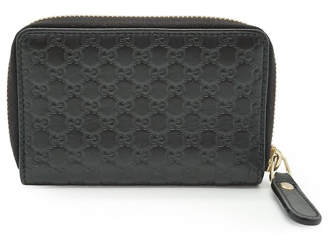 Gucci Portacarte e portafoglio compatto con zip Black GG Microssima Nero - vista 2