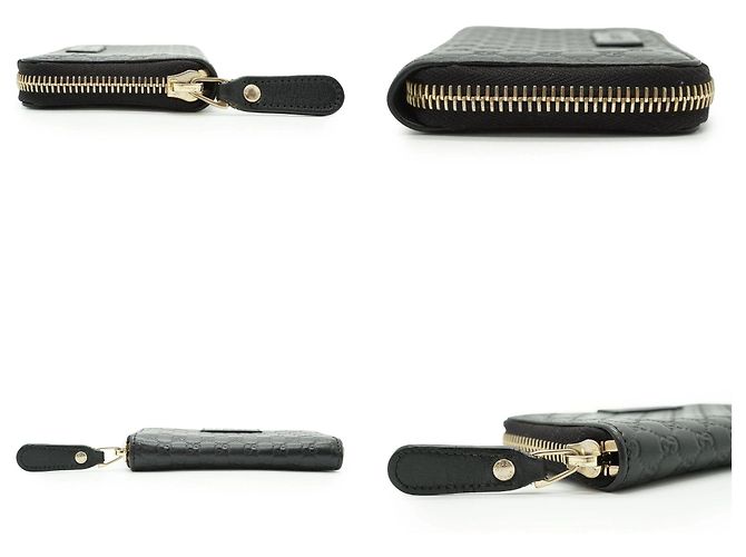 Gucci Portacarte e portafoglio compatto con zip Black GG Microssima Nero - vista 3