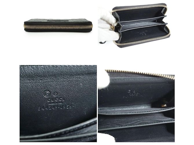 Gucci Portacarte e portafoglio compatto con zip Black GG Microssima Nero - vista 4