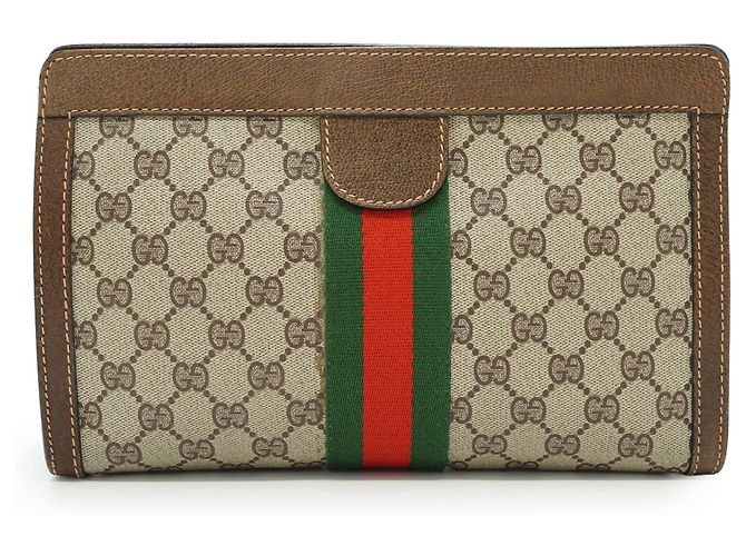 Gucci Necessaire Ophidia Vintage Brown Monogram Canvas Marrone - vista 2