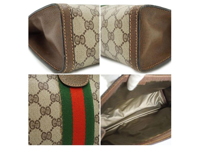 Gucci Necessaire Ophidia Vintage Brown Monogram Canvas Marrone - vista 5