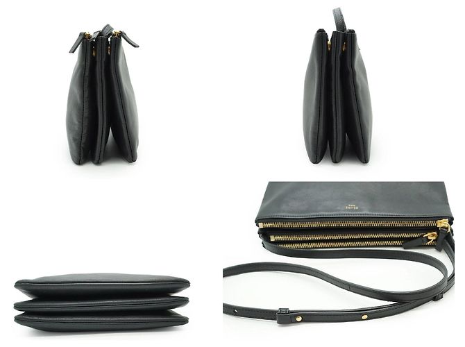 Céline Borsa Trio Large a tracolla e spalla in pelle nera Nero - vista 4