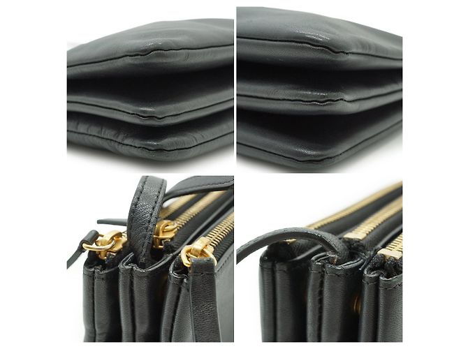 Céline Borsa Trio Large a tracolla e spalla in pelle nera Nero - vista 5