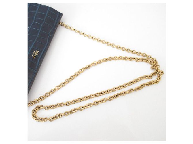 Sac à épaule 2 voies Mulberry Amberley Shiny Small en cuir embossé croc Bleu Bleu Marine - vue 6
