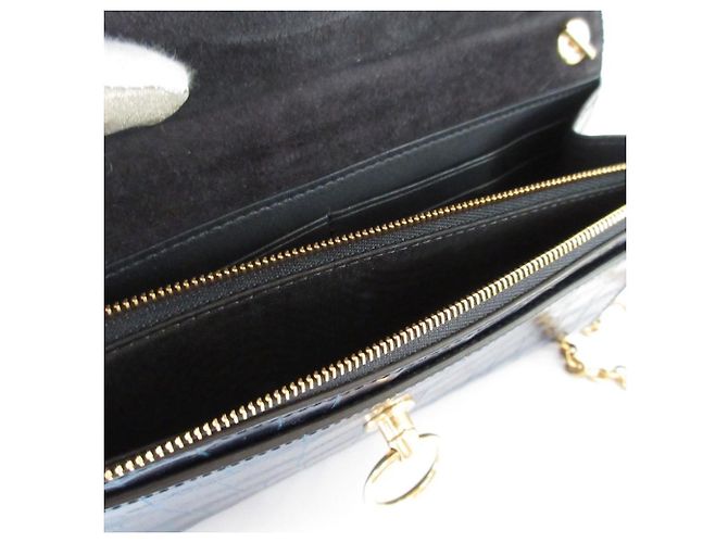 Sac à épaule 2 voies Mulberry Amberley Shiny Small en cuir embossé croc Bleu Bleu Marine - vue 8