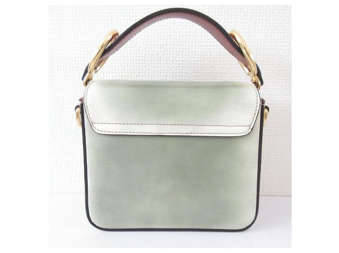 Chloé Chloe Chloe C Mini Borsa a Mano Quadrata in Pelle Effetto Coccodrillo Verde - vista 2
