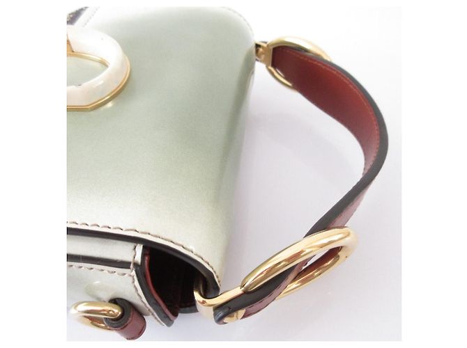Chloé Chloe Chloe C Mini Borsa a Mano Quadrata in Pelle Effetto Coccodrillo Verde - vista 6