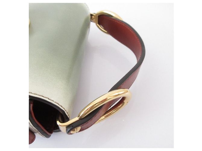 Chloé Chloe Chloe C Mini Borsa a Mano Quadrata in Pelle Effetto Coccodrillo Verde - vista 7