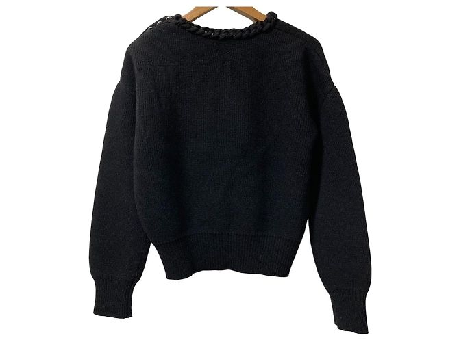 Bottega Veneta Wollstrickpullover mit Kettenhalskette Schwarz - Ansicht 3