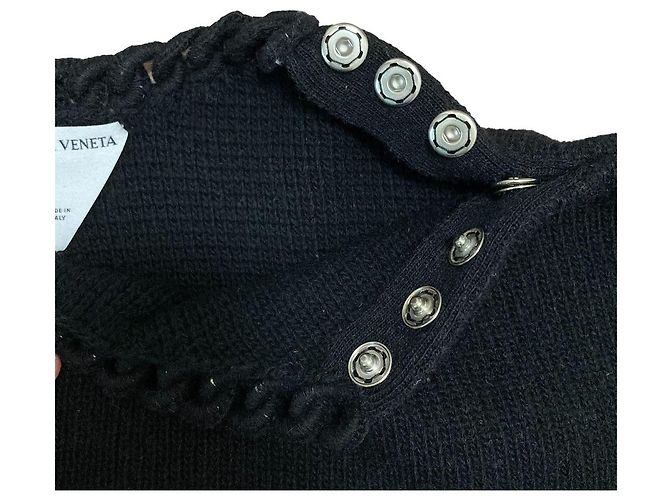 Bottega Veneta Wollstrickpullover mit Kettenhalskette Schwarz - Ansicht 4
