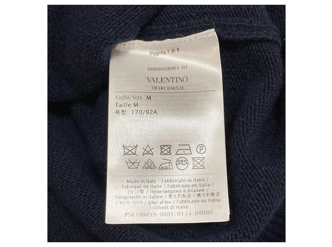 Valentino V Logo Strickpullover aus Wolle und Kaschmir Weiß Rot Blau Marineblau - Ansicht 5