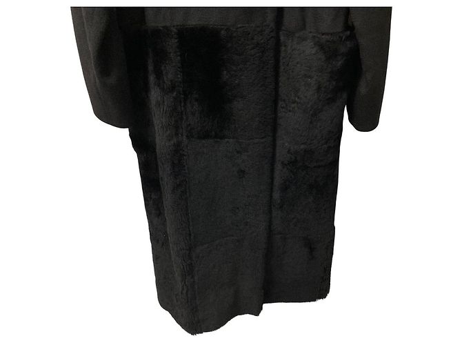 Max Mara Camel Shearling Long Coat Black - view 3