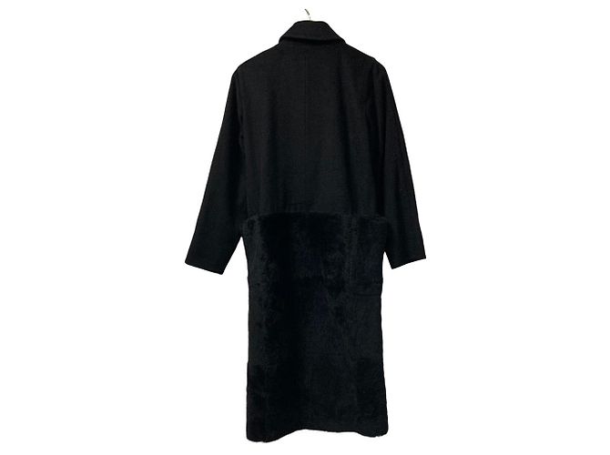 Max Mara Camel Shearling Long Coat Black - view 4