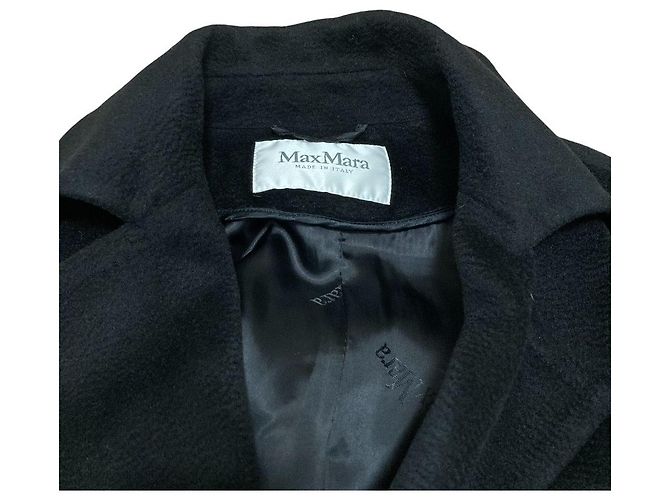 Max Mara Camel Shearling Long Coat Black - view 5