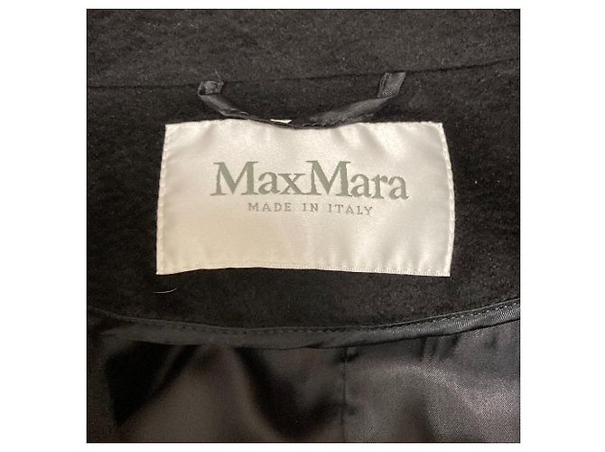 Max Mara Camel Shearling Long Coat Black - view 6