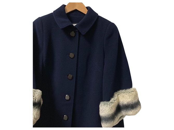 Autre Marque Rene Angora Blend Wool Coat Blue - view 2