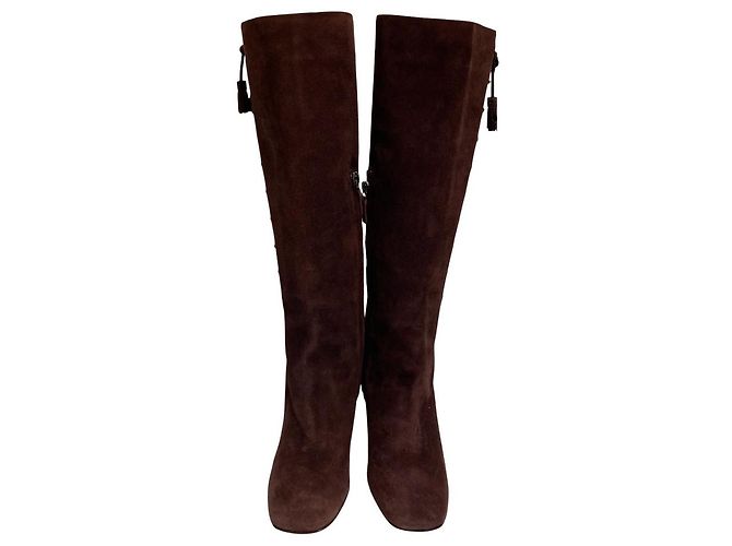 Autre Marque Brunomagli Langstiefel aus Wildleder Braun Bordeaux - Ansicht 2
