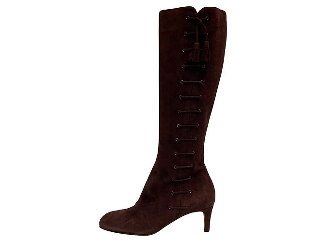Autre Marque Brunomagli Langstiefel aus Wildleder Braun Bordeaux - Ansicht 3