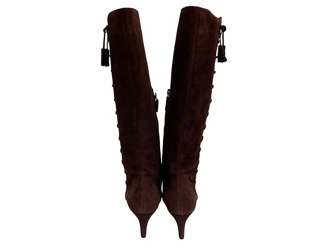 Autre Marque Brunomagli Langstiefel aus Wildleder Braun Bordeaux - Ansicht 4