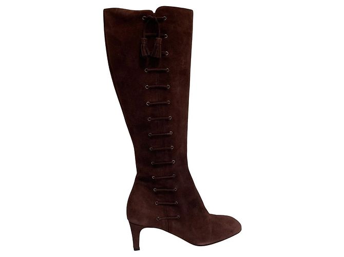 Autre Marque Brunomagli Langstiefel aus Wildleder Braun Bordeaux - Ansicht 5