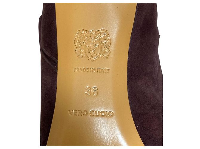Autre Marque Brunomagli Langstiefel aus Wildleder Braun Bordeaux - Ansicht 7