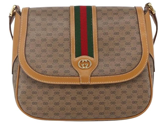Borsa Gucci Micro GG Supreme Web Sherry Line in PVC beige 001 115 0914 Autentica BA7111 - vista 13