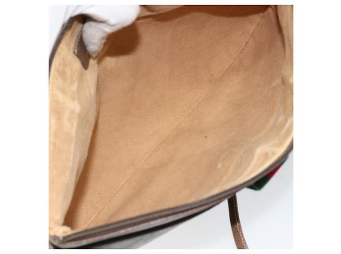 Borsa GUCCI GG Supreme Web Sherry Line in PVC beige e oro 904 02 020 Autentica BA7124 - vista 11