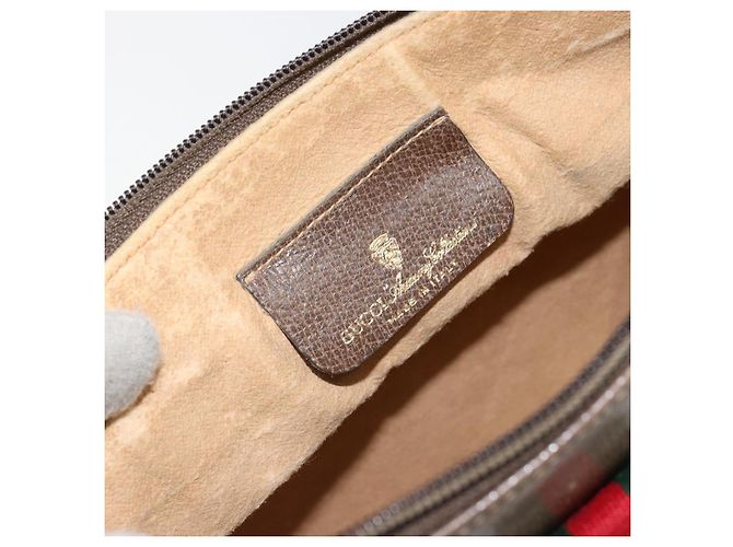 Borsa GUCCI GG Supreme Web Sherry Line in PVC beige e oro 904 02 020 Autentica BA7124 - vista 18