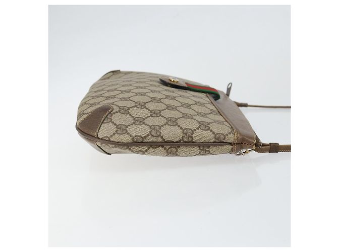Borsa GUCCI GG Supreme Web Sherry Line in PVC beige e oro 904 02 020 Autentica BA7124 - vista 3