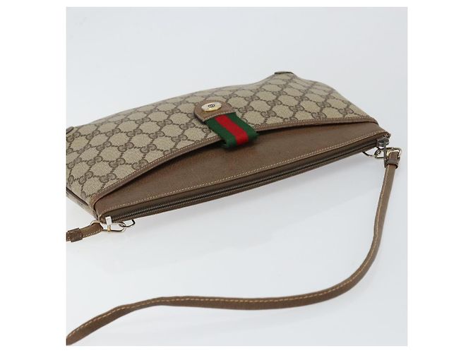 Borsa GUCCI GG Supreme Web Sherry Line in PVC beige e oro 904 02 020 Autentica BA7124 - vista 6
