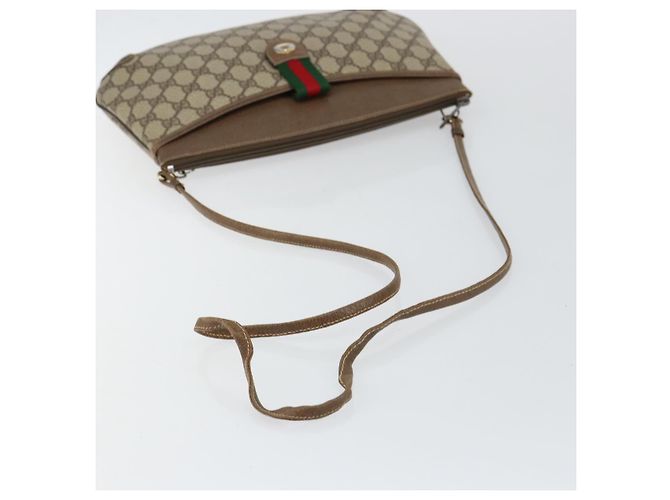 Borsa GUCCI GG Supreme Web Sherry Line in PVC beige e oro 904 02 020 Autentica BA7124 - vista 7