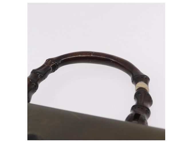 Bolso de mano GUCCI Bamboo en piel caqui y oro, auténtico, código de artículo ep11339. - vista 14