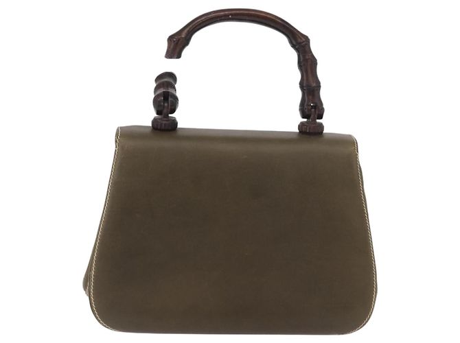 Bolso de mano GUCCI Bamboo en piel caqui y oro, auténtico, código de artículo ep11339. - vista 2
