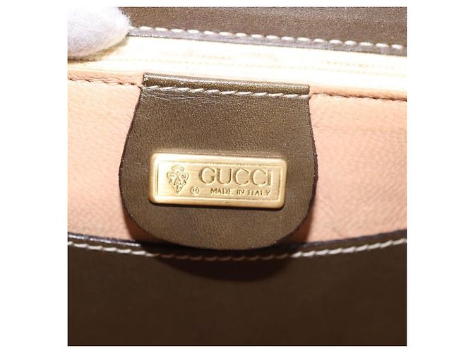 Bolso de mano GUCCI Bamboo en piel caqui y oro, auténtico, código de artículo ep11339. - vista 22