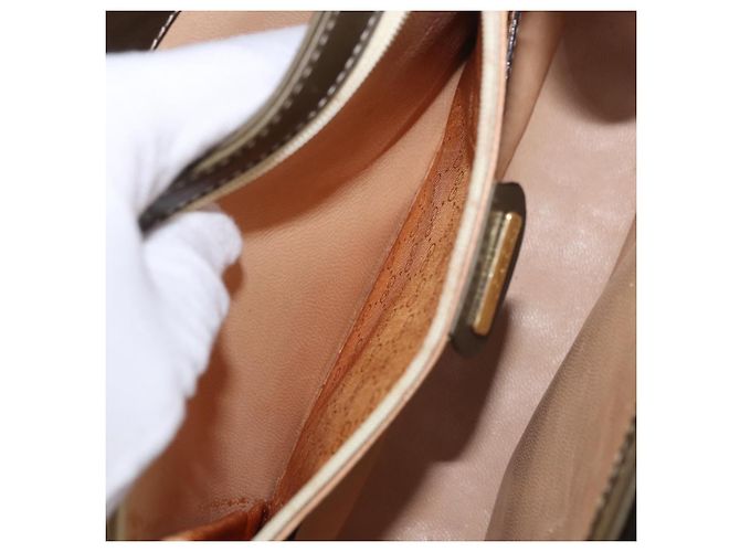 Bolso de mano GUCCI Bamboo en piel caqui y oro, auténtico, código de artículo ep11339. - vista 28