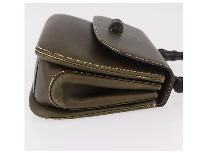 Bolso de mano GUCCI Bamboo en piel caqui y oro, auténtico, código de artículo ep11339. - vista 3