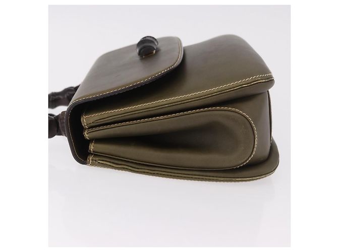 Bolso de mano GUCCI Bamboo en piel caqui y oro, auténtico, código de artículo ep11339. - vista 4
