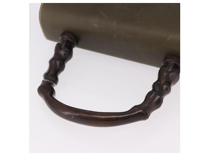 Bolso de mano GUCCI Bamboo en piel caqui y oro, auténtico, código de artículo ep11339. - vista 7