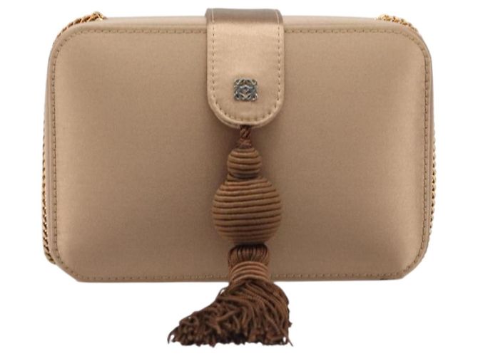LOEWE Bolso de hombro con cadena Satin Beige Gold - vista 13