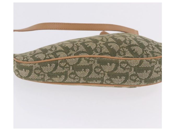 Christian Dior Trotter Canvas Saddle Pouch Hand Bag Khaki Gold - vista 12