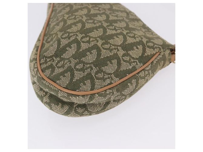 Christian Dior Trotter Canvas Saddle Pouch Hand Bag Khaki Gold - vista 13