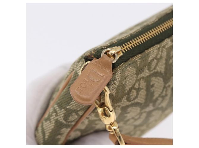 Christian Dior Trotter Canvas Saddle Pouch Hand Bag Khaki Gold - vista 15