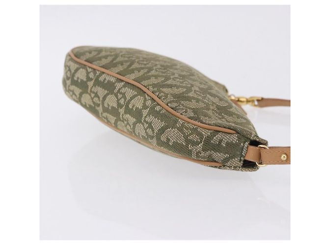 Christian Dior Trotter Canvas Saddle Pouch Hand Bag Khaki Gold - vista 4